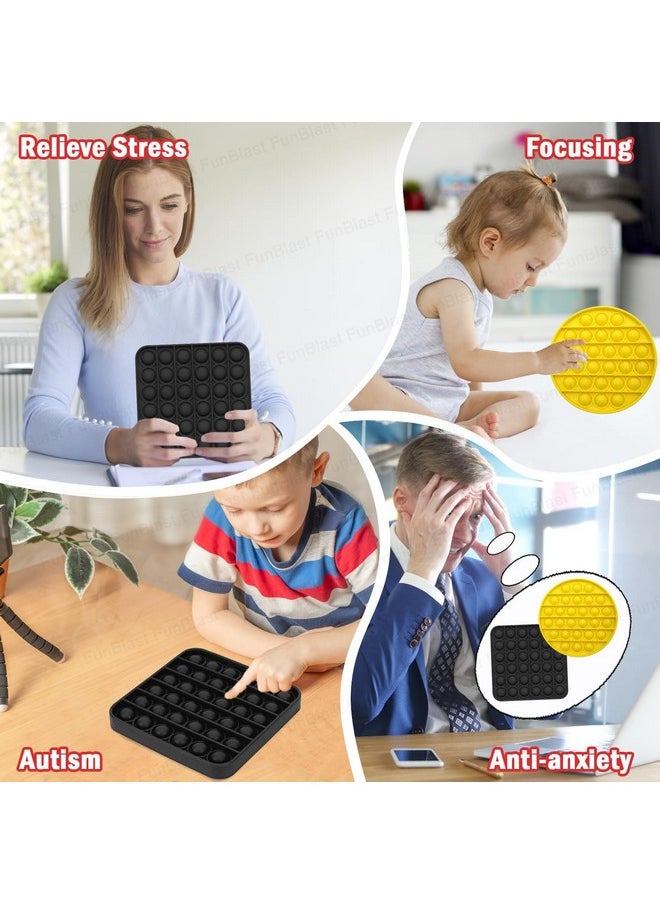 FunBlast Pop It - Popit Game, Poppet for Kids, Pop It Toy, Pop It Toys for Kids, Pop It Fidget Toy, Pop It Big, Square & Round Pop it Fidget Toy, Stress Relief Toys (Pack of 2 Pcs)