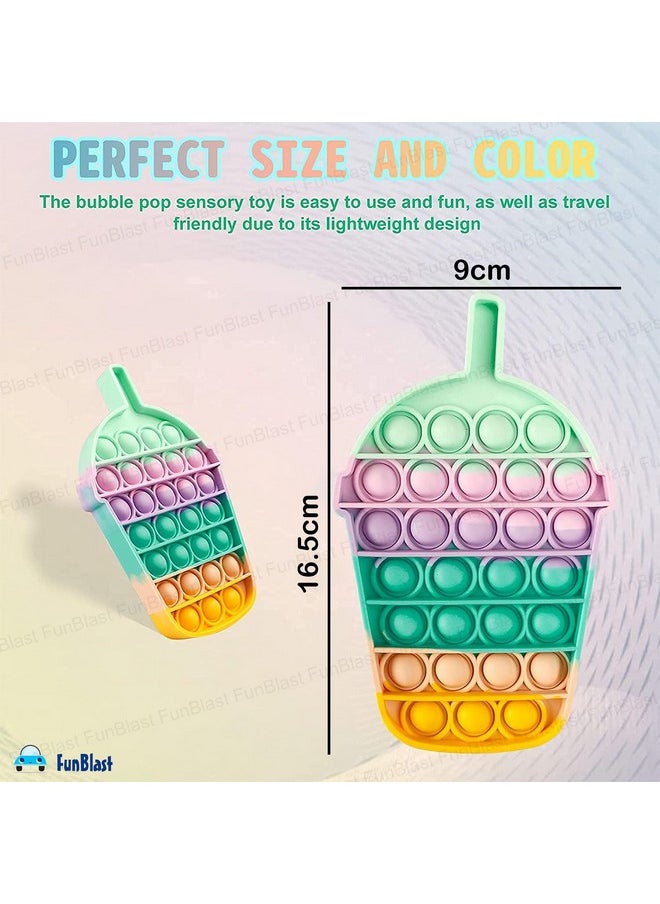FunBlast Pop it Toy for Kids, Pack of 2 Unit - Tumbler with 2 Keychain Pop it Fidget Toy for Kids, Real Silicone Pop it Games for Kids (Multicolor)