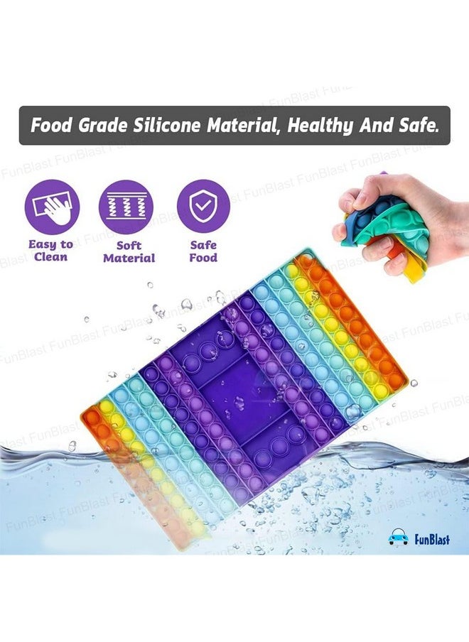 FunBlast Jumbo Pop Bubble Fidget Toys, Kids Toy Pop it Toys Set, Ludo Game Silicone Fidget Pop It with 2 Dices - Multicolor