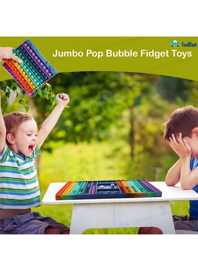 FunBlast Jumbo Pop Bubble Fidget Toys, Kids Toy Pop it Toys Set, Ludo Game Silicone Fidget Pop It with 2 Dices - Multicolor