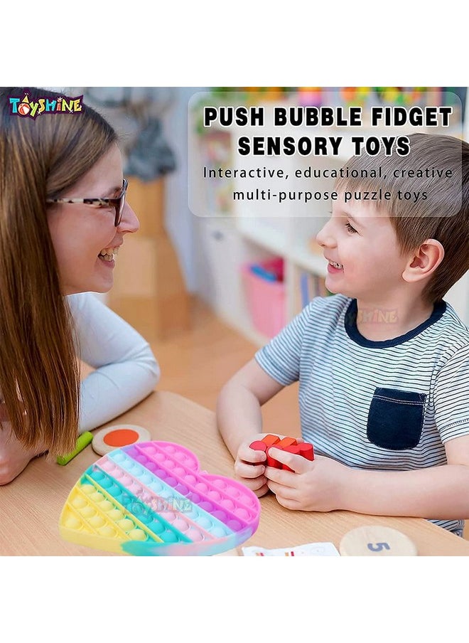 Toyshine Pack of 1- Big Heart 82 Bubbles Pop it Popping Sounds Toy, Push Bubbles for Autism Stress Reliever, Sensory Pop It Toy- Purple Mulitcolor