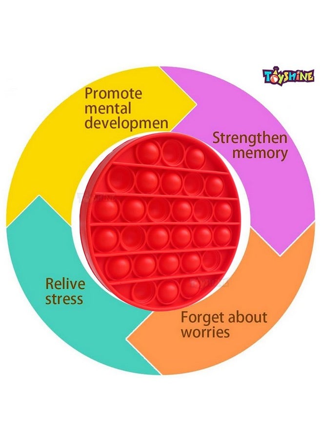 Toyshine Pack of 2 - Heavy Red Circle and Yellow Square Pop It Toys - Fidget Popping Sounds, BPA Free Silicone, Push Bubbles Sensory Toy for Autism Stress Reliever