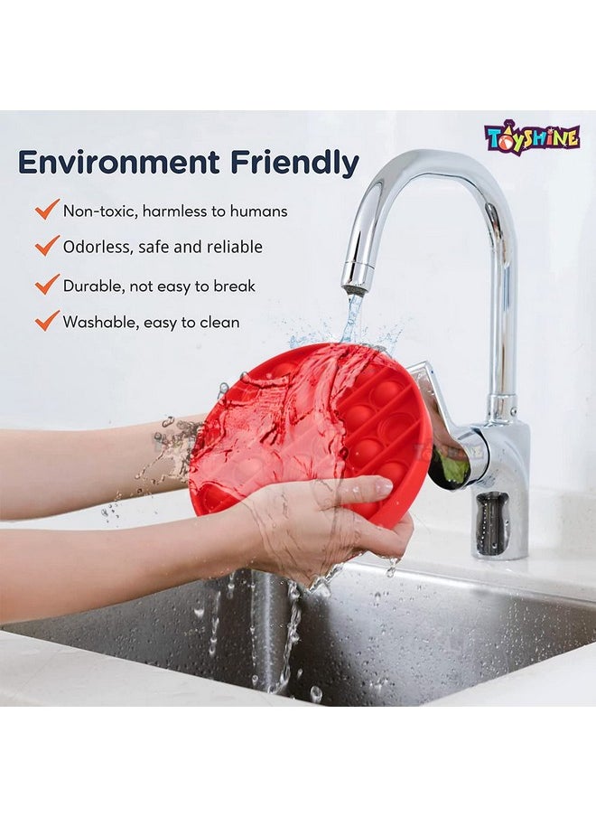 Toyshine Pack of 2 - Heavy Red Circle and Yellow Square Pop It Toys - Fidget Popping Sounds, BPA Free Silicone, Push Bubbles Sensory Toy for Autism Stress Reliever