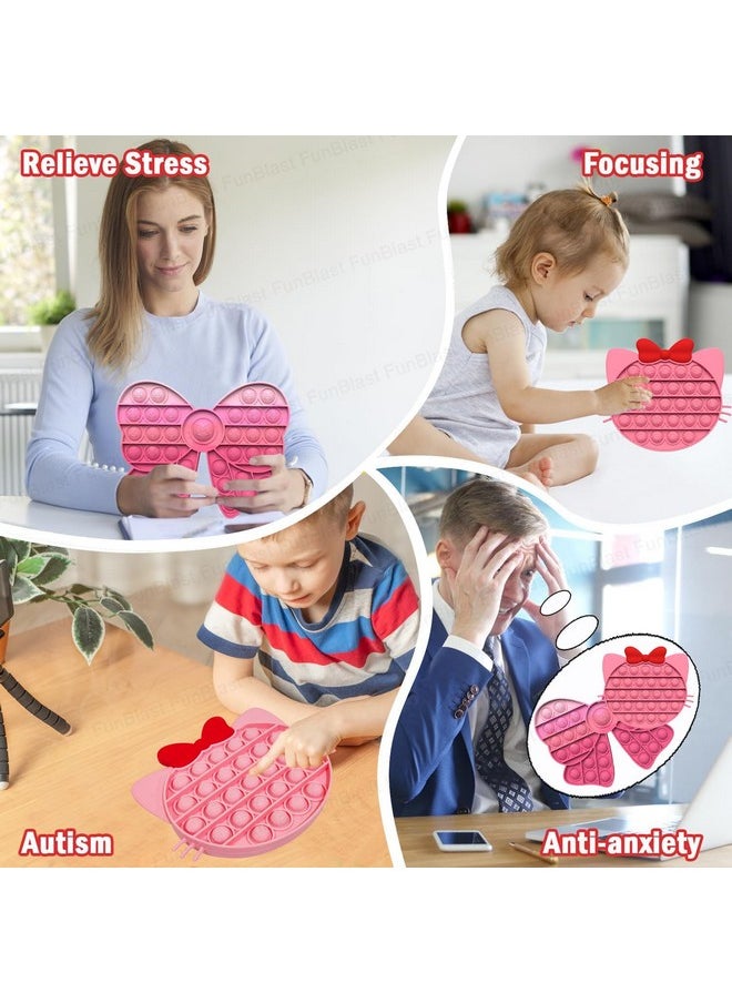 FunBlast Pop It - Popit Game, Poppet for Kids, Pop It Toy, Pop It Toys for Kids, Kitty with Bow Pop it Fidget, Pop It Fidget Toy, Pop It Big, Stress Relief Toys (Pack of 2 Pcs)