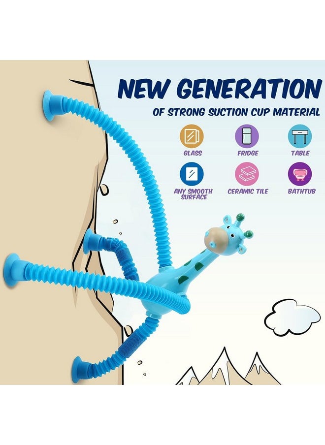 Magicwand【Pack of 3】 Telescopic Suction Cup Cartoon Giraffe Sensory Tubes with Lights for Toddler【Multi-Colored】