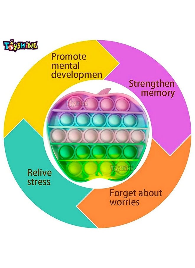 Toyshine Pack of 2- Apple - Fidget Popping Sounds Toy, BPA Free Silicone, Push Bubbles Toy for Autism Stress Reliever, Sensory Toy- Pastel Colors Pop It Toy