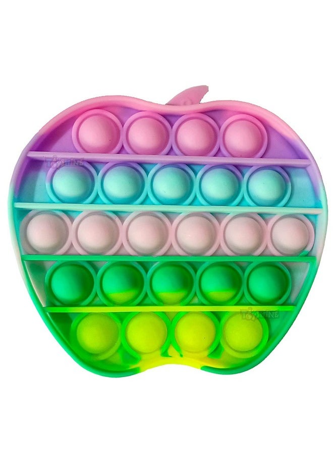 Toyshine Pack of 2- Apple - Fidget Popping Sounds Toy, BPA Free Silicone, Push Bubbles Toy for Autism Stress Reliever, Sensory Toy- Pastel Colors Pop It Toy