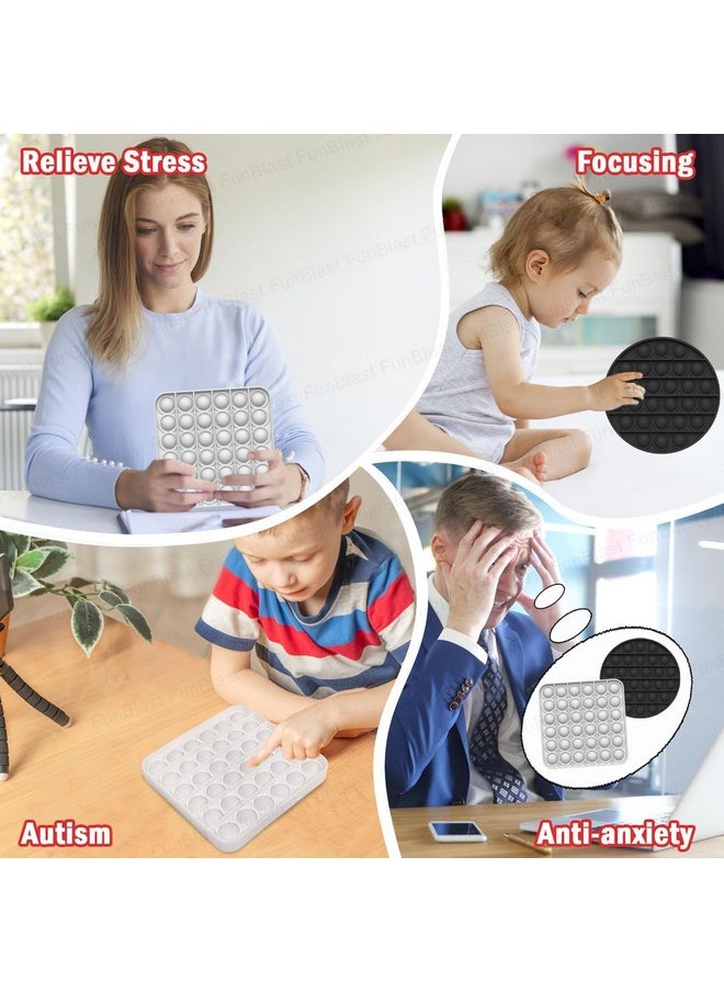 FunBlast Pop It - Popit Game, Poppet for Kids, Pop It Toy, Pop It Toys for Kids, Pop It Fidget Toy, Pop It Big, Square & Round Pop it Fidget Toy, Stress Relief Toys (Pack of 2 Pcs)