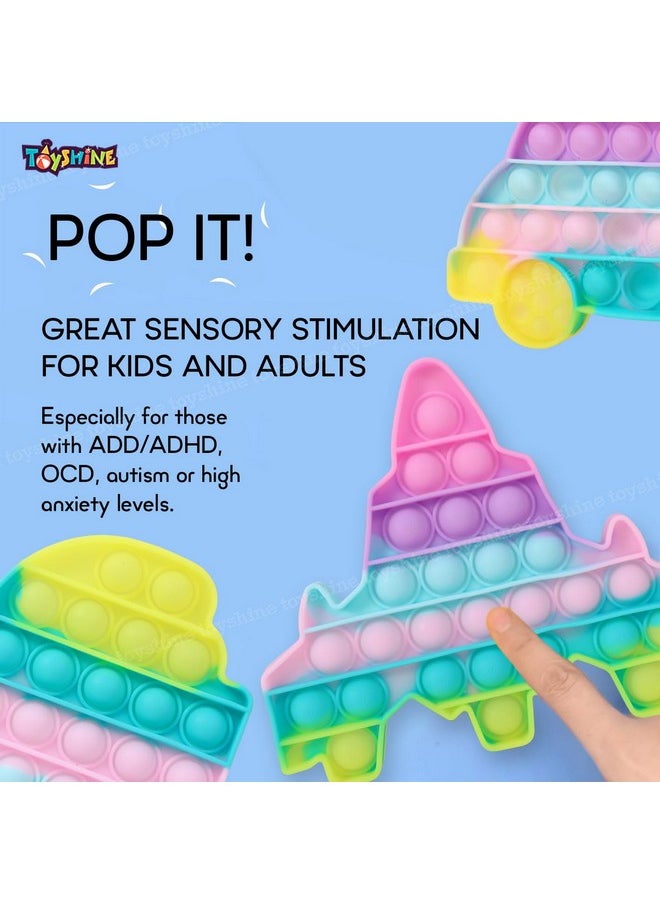 Toyshine Pack of 3 -Car, Fighter Jet,Ice Cream Fidget Popping Sounds Toy, BPA Free Silicone, Push Bubbles Toy for Autism Stress Reliever, Sensory Toy Pop It Toys