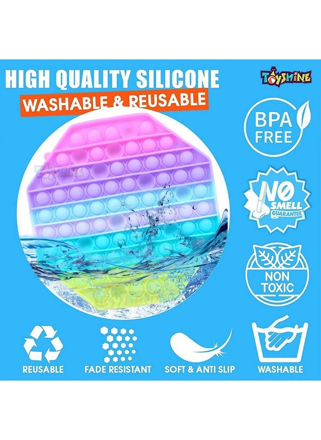Toyshine Pack of 6- Big Octagon 82 Bubbles Pop it Popping Sounds Toy, Push Bubbles for Autism Stress Reliever, Sensory Pop It Toy- Purple Mulitcolor