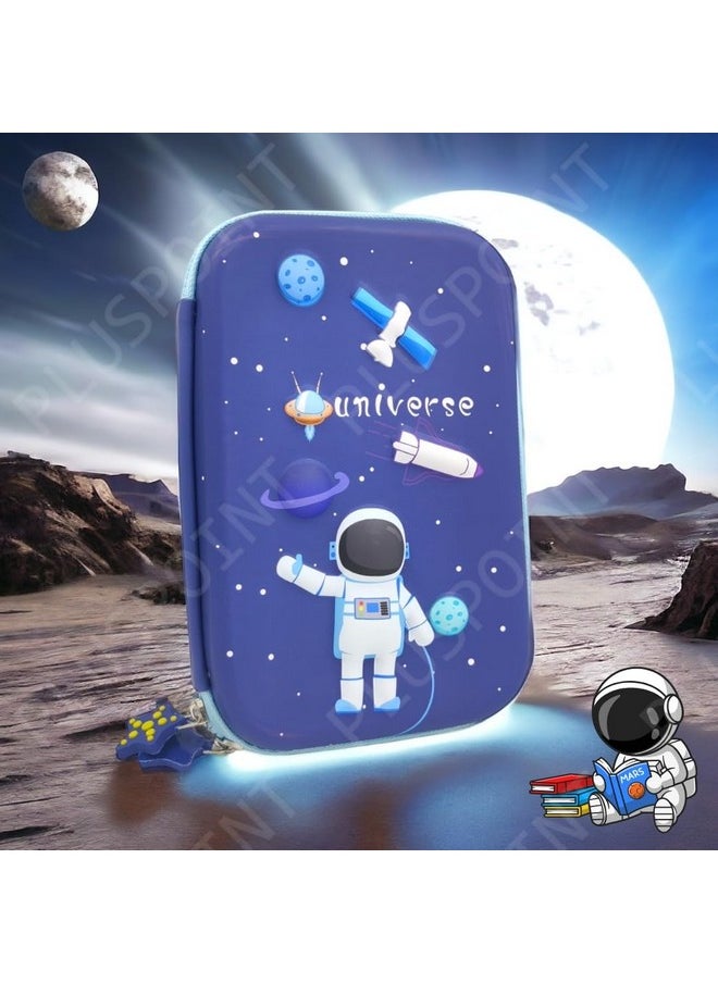 PLUSPOINT 3D Astronaut Pencil case Large Capacity Premium Stylish EVA Case Embossed Compass, School Supply Organizer for Students, Stationery Box, Cosmetic Zip Pouch Bag
