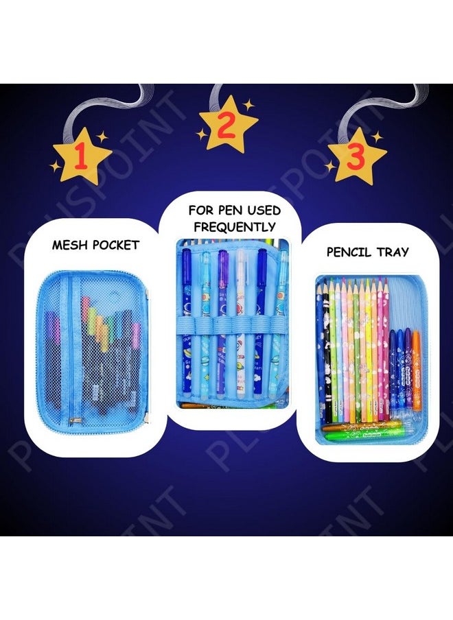 PLUSPOINT 3D Astronaut Pencil case Large Capacity Premium Stylish EVA Case Embossed Compass, School Supply Organizer for Students, Stationery Box, Cosmetic Zip Pouch Bag