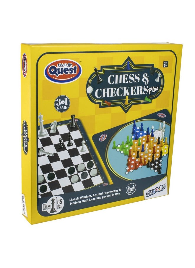 Skoodle Quest Chess & Checker Games (3 in 1 Board Game) Perfect Fun Educational Toy for Teaching & Strategic Thinking