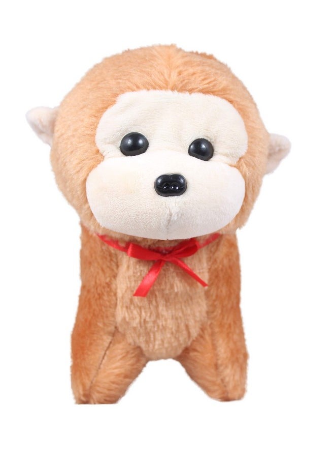 Tickles Brown Plush Soft Monkey Pen Pencil Pouch for Kids School with Zipper 23 cm