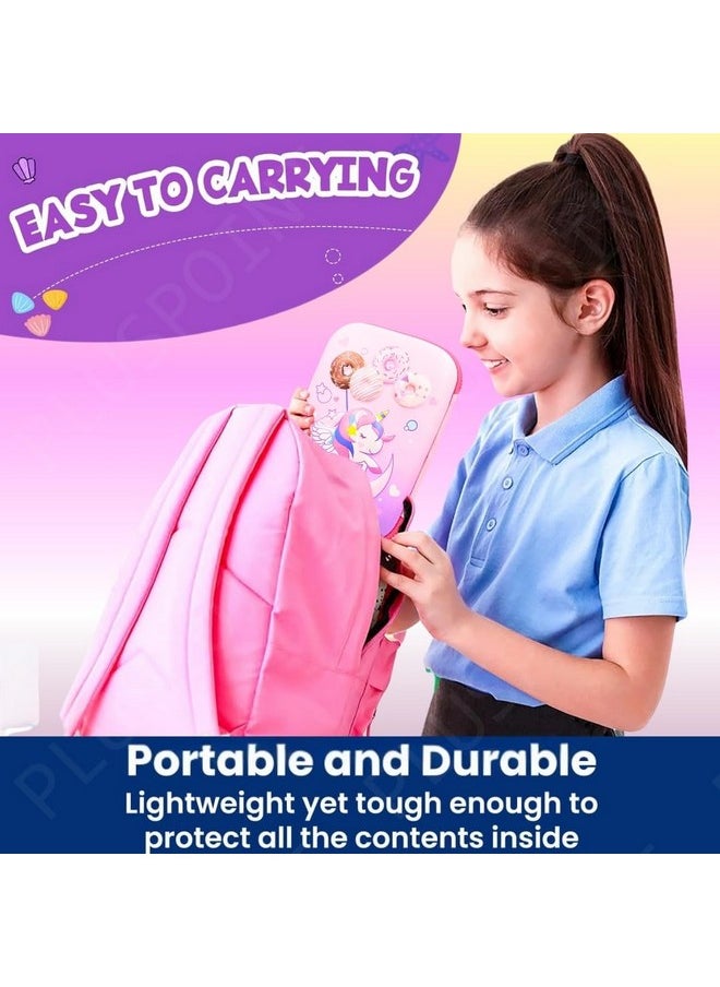 PLUSPOINT 3D Unicorn Pencil case Large Capacity Premium Stylish EVA Case Embossed Compass, School Supply Organizer for Students, Stationery Box, Cosmetic Zip Pouch Bag (Big Unicorn-Pink)