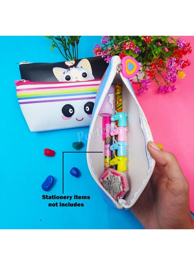 PARTEET 6 Pcs Return Gifts Birthday Party For Kids - Soft School Pencil Pouch Stationary Case Box | Birthday Party Return Gift For Children,Multicolor