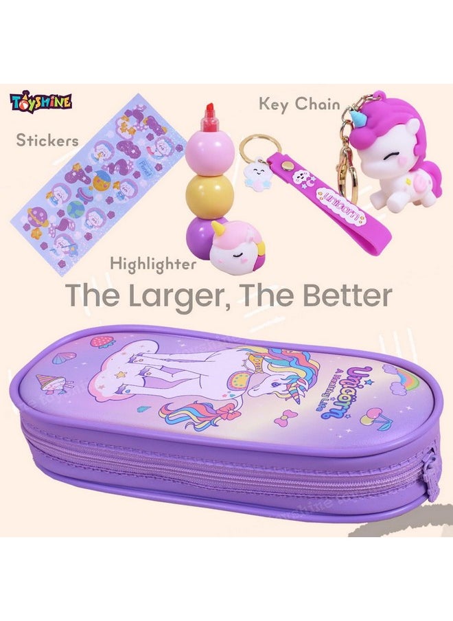 Toyshine 3 Pc Unicorn Theme Kawaii Stationary Set for Kids Aesthetic Stationery Items for School & College Students - Model B