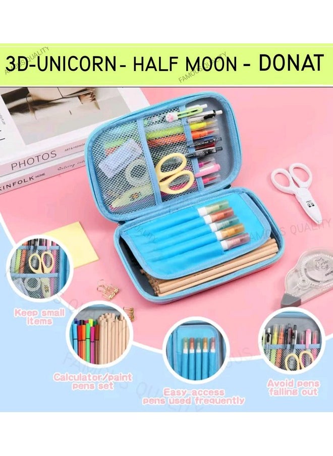 FAMOUS QUALITY® 3D Stylish Designed Print Large Capacity Hardtop EVA Pencil Case - Pink