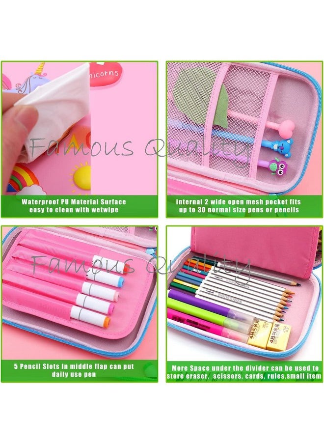 FAMOUS QUALITY® 3D Stylish Designed Print Large Capacity Hardtop EVA Pencil Case - Pink