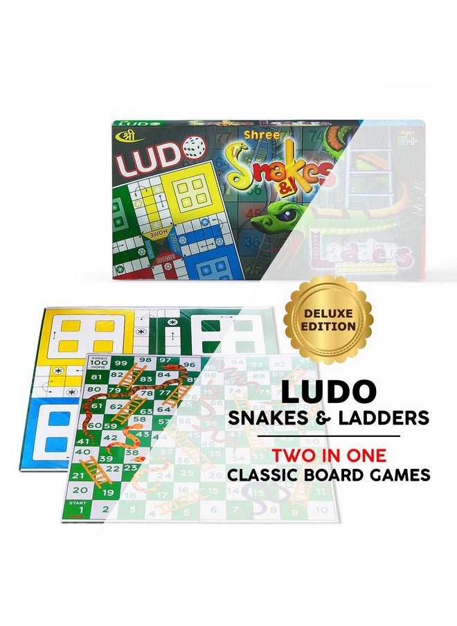 Kids Mandi Ludo and Snake and Ladder Deluxe Board Game | Big Size 13 Inch Play Board for 5 Years and up | Ludo Game | Saap Seedhi Travel Board Game Multicolor