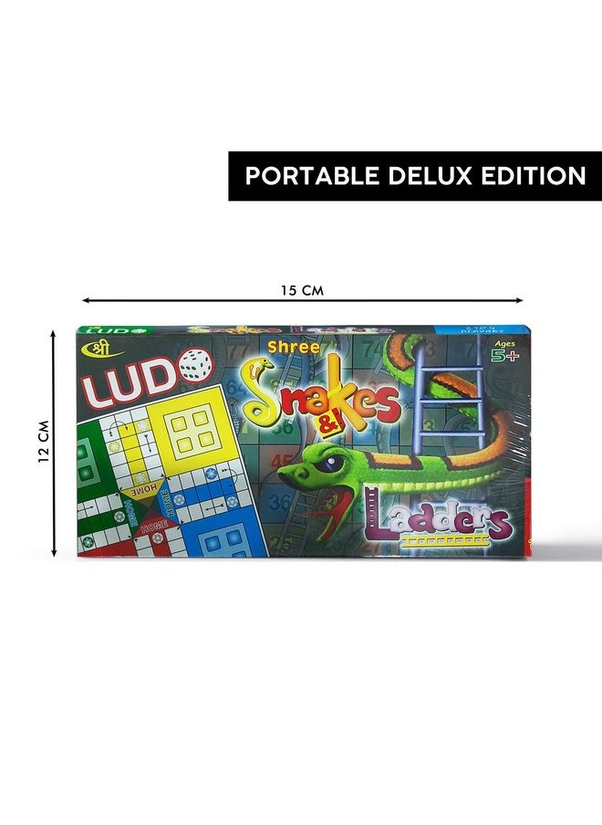 Kids Mandi Ludo and Snake and Ladder Deluxe Board Game | Big Size 13 Inch Play Board for 5 Years and up | Ludo Game | Saap Seedhi Travel Board Game Multicolor
