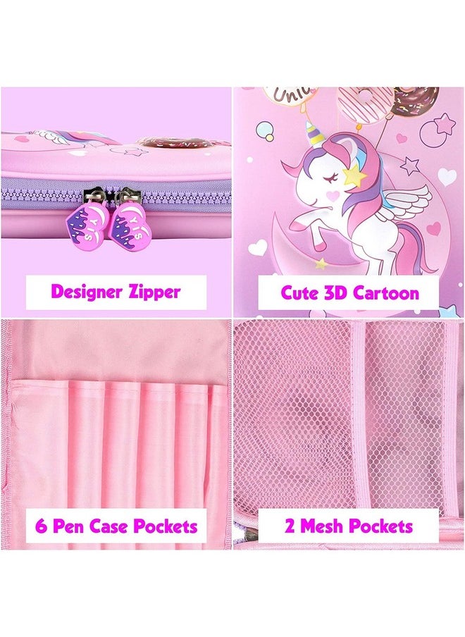 PLUSPOINT 3D Unicorn Pencil case Large Capacity Premium Stylish EVA Case Embossed Compass, School Supply Organizer for Students, Stationery Box, Cosmetic Zip Pouch Bag (Big Unicorn-Purple)