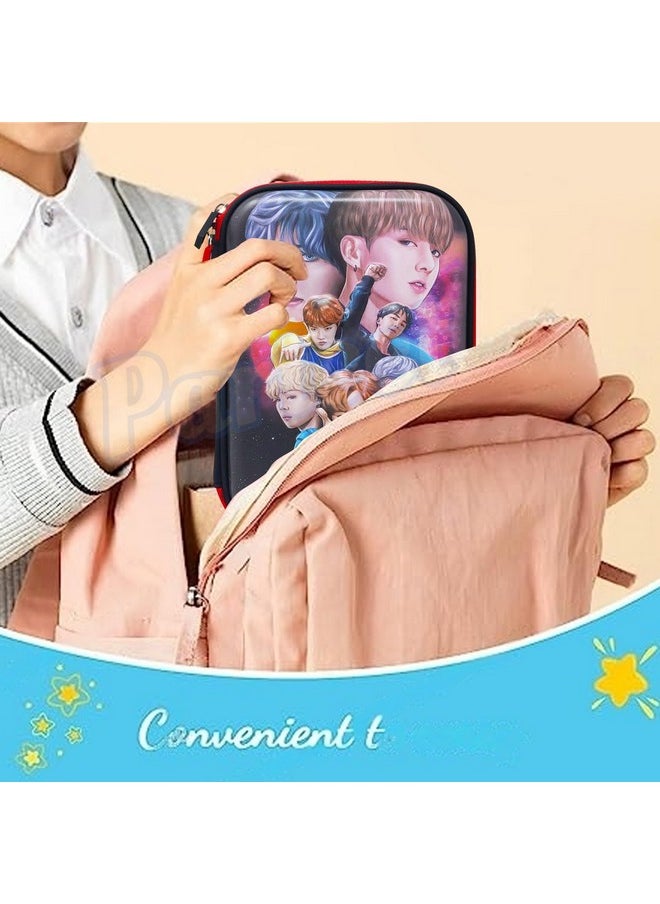 PARTEET Cute Designer Premium Stylish Multipurpose BTS Pencil Pouch, Pencil Case Large Capacity Hardtop EVA Pouch Organizer for Girls and Boys & Women, Big Pouch, Pouch for kids, BTS Pouch for Kids