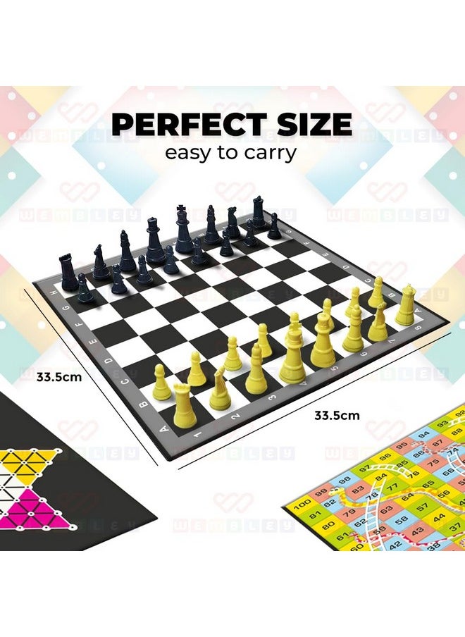 Wembley 6 in 1 Classic Board Game for Kids & Adults | Ludo, Snake & Ladder, Chess, Checkers, Housie, Tic Tac Toe | Family Fun Travel Indoor Board Games Boost Decision Making Strategic Thinking