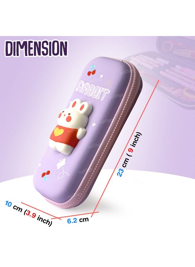 Zest 4 Toyz Rabbit Pencil Case for Kids|3D Pencil Box Large Capacity Hard Shell EVA Waterproof Pouch with Zipper |School Supplies Pen Pouch for Girls and Boys