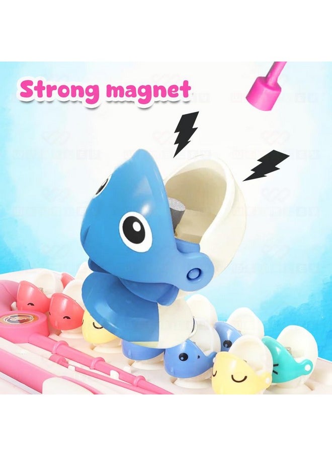 Wembley Magnetic Fishing Game for Kids Rechargeable Fish Catching Board Game with C-Type Charging Cable Music & Lights for Boys Girls 5 6 7 8 9 Years Interactive Toy BIS Certified (Pink)
