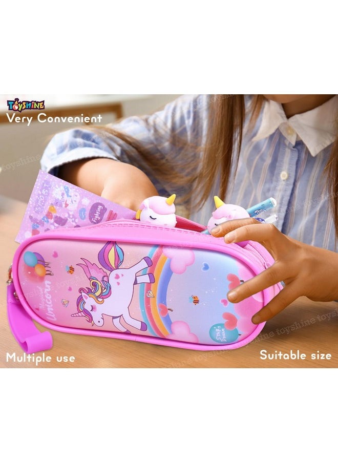 Toyshine 3 Pc Unicorn Theme Kawaii Stationary Set for Kids Aesthetic Stationery Items for School & College Students - Model C