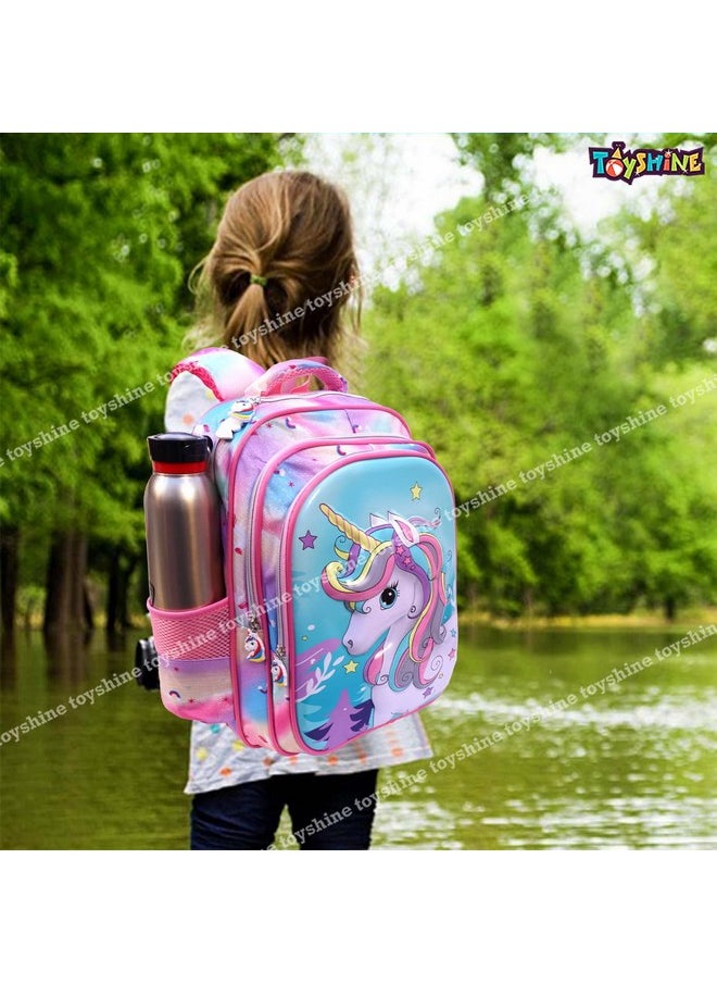 Toyshine Kids Backpack 20 inches with Pencil Case and Lunch Box Bag School Backpack for Girls Cute Lightweight Toddler Schoolbag Preschool Elementary Leisure Bag- 3 Pc Set - Christmas Unicorn - Green