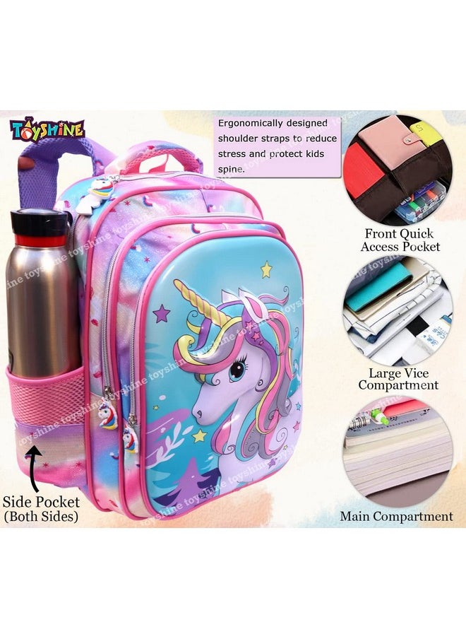 Toyshine Kids Backpack 20 inches with Pencil Case and Lunch Box Bag School Backpack for Girls Cute Lightweight Toddler Schoolbag Preschool Elementary Leisure Bag- 3 Pc Set - Christmas Unicorn - Green