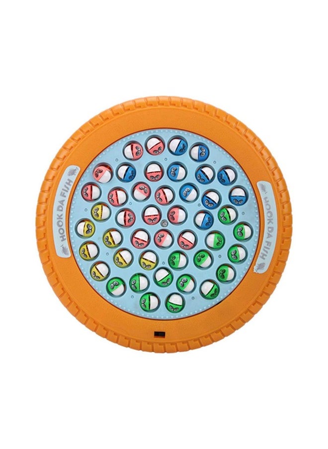 SKOODLE Quest Hook Da Fish Rechargeable Fishing Game | 45 Fishes & 4 Fishing Pole | Musical Rotating Fishing Board Game| Age 5+ | Orange