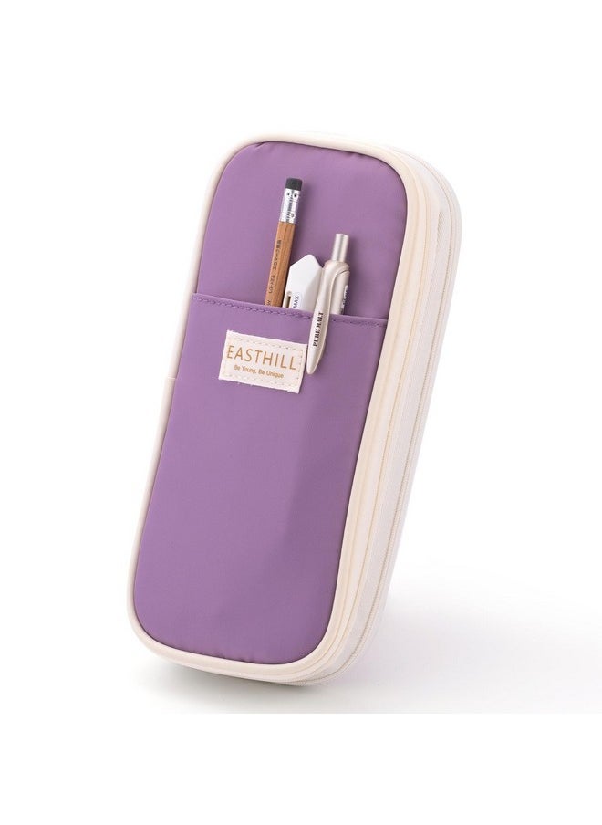 EASTHILL Polyester Big Capacity Pencil Case Large Pencil Pouch Stationery Pen Bag For Teen Girls, Purple