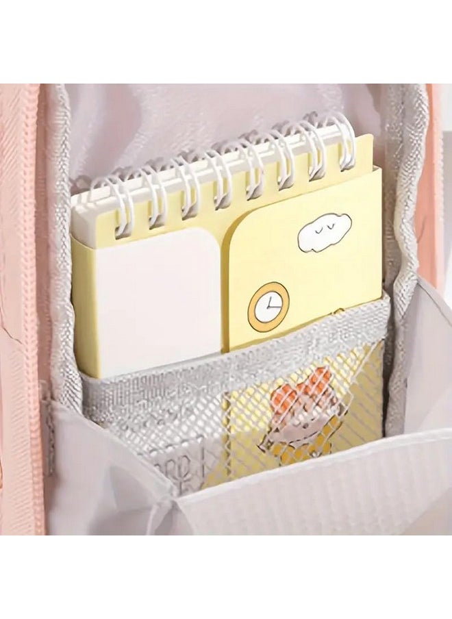 SAJANI Three Layer School Bag-Shaped Pencil Pouch, Large-Capacity Pencil Pouch with Zipper, Multipurpose Pen & Pencil Pouch for School Supplies for Boys & Girls (Pack of 1) (Pink)