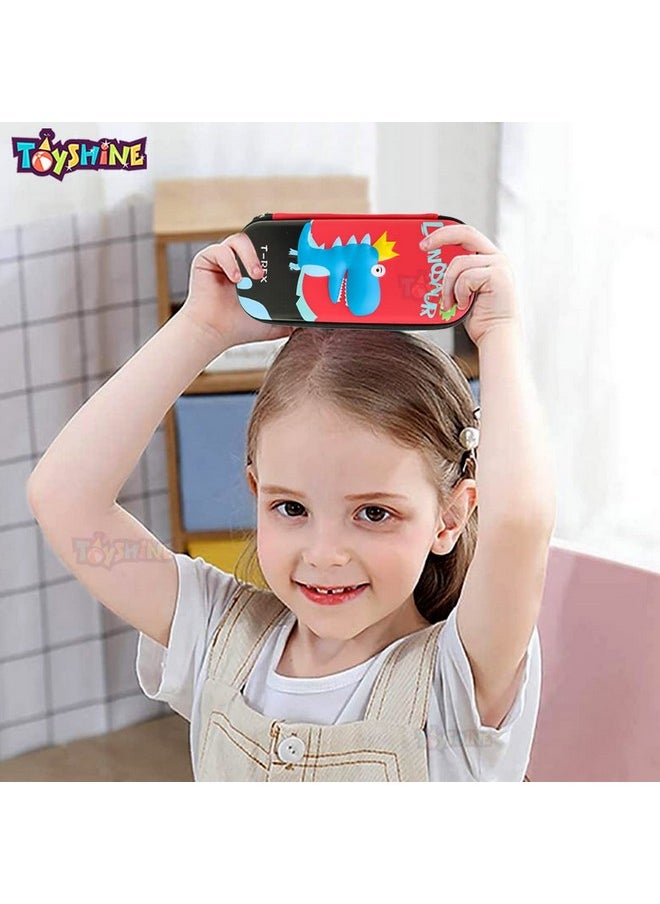Toyshine Compact Red Dino Hardtop Pencil Case With Multiple Compartments - Kids School Supply Organizer Students Stationery Box - Girls Pen Pouch - Ethylene Vinyl Acetate (EVA)