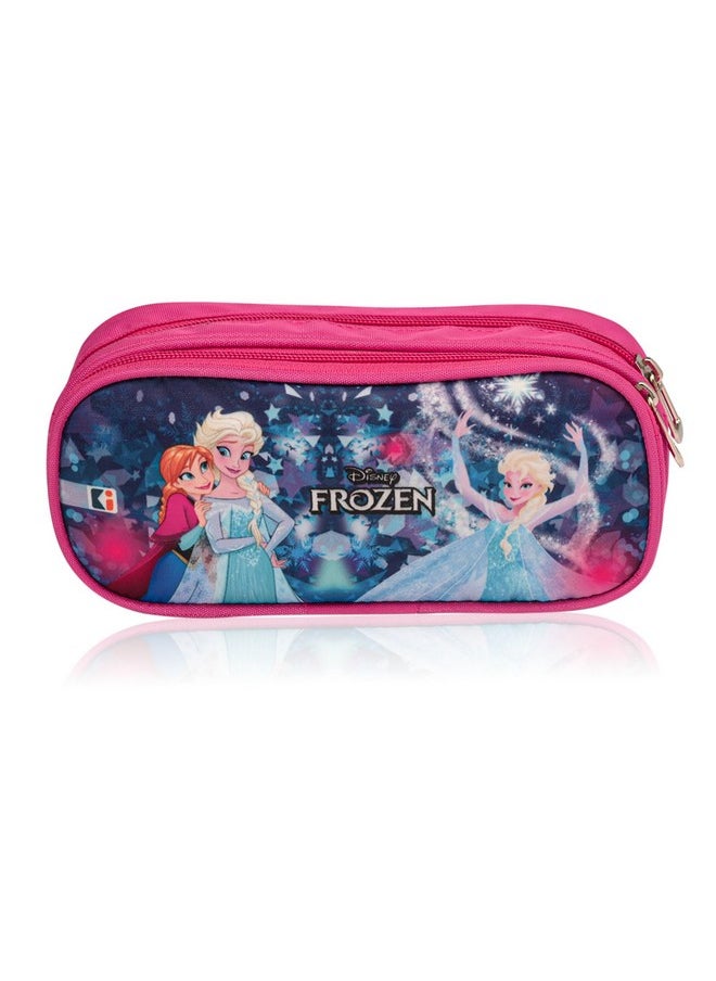 Kuber Industries Pencil Pouch | Multi-Purpose Travel Pouch | 2 Compartments Utility Pouch | Waterproof Stationary Bag | Geometry Box | Disney Frozen Fun | Blue & Pink