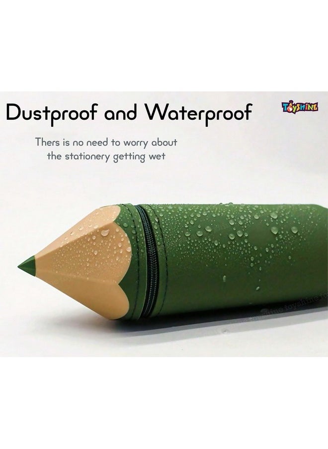 Toyshine Pencil Shaped Pencil Pouch Portable Pencil Bag with Zipper Cute Pen Pouch Bag for Kids Gift Stationery -Brown