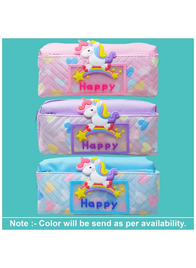 PARTEET Combo Pack of 5 Items 1 Pouch 1 Unicorn Pencil, 1 Unicorn Pen, 4Pc Unicorn Eraser, 1 Scale for Kids