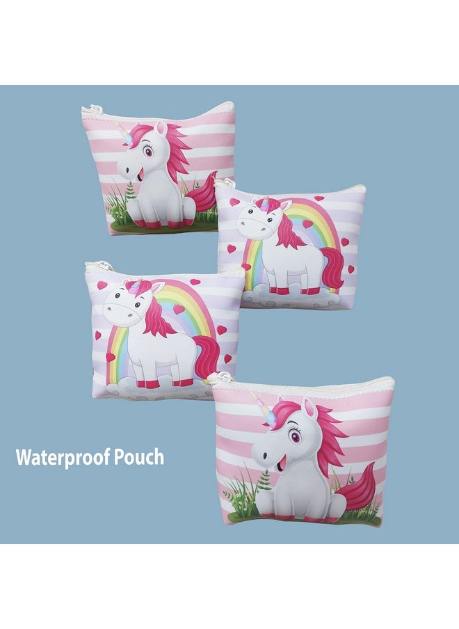 PARTEET Canvas Unicorn Print Soft Silicon Small Pouch Return Gift For Kids (Pack Of 6 Pcs) - Multicolor