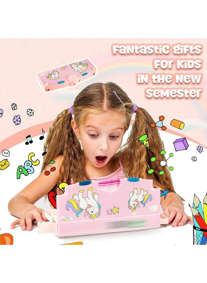 PARTEET Unicorn Printed Pencil Box with Magnetic Lock,Sharpener and Pen & Pencil Holder, Time Table Card, Eraser,Tape, Scale for Kids, Stationary Organizer for Kids, Birthday Return Gift for Kids.