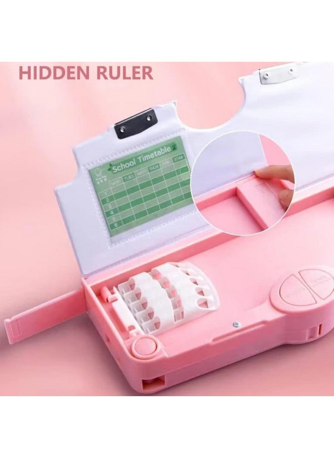PARTEET Unicorn Printed Pencil Box with Magnetic Lock,Sharpener and Pen & Pencil Holder, Time Table Card, Eraser,Tape, Scale for Kids, Stationary Organizer for Kids, Birthday Return Gift for Kids.