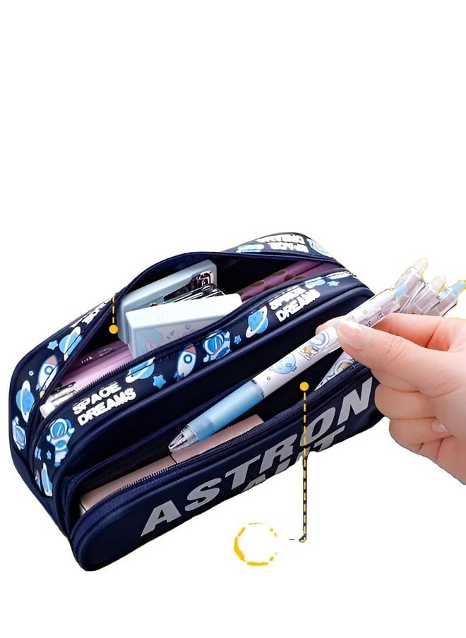 Happy Kids Large Capacity Pencil Pouch (Astronaut) (Blue)