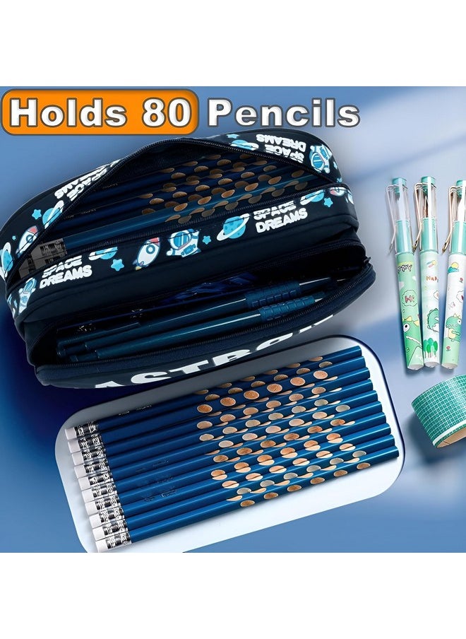 Happy Kids Large Capacity Pencil Pouch (Astronaut) (Blue)