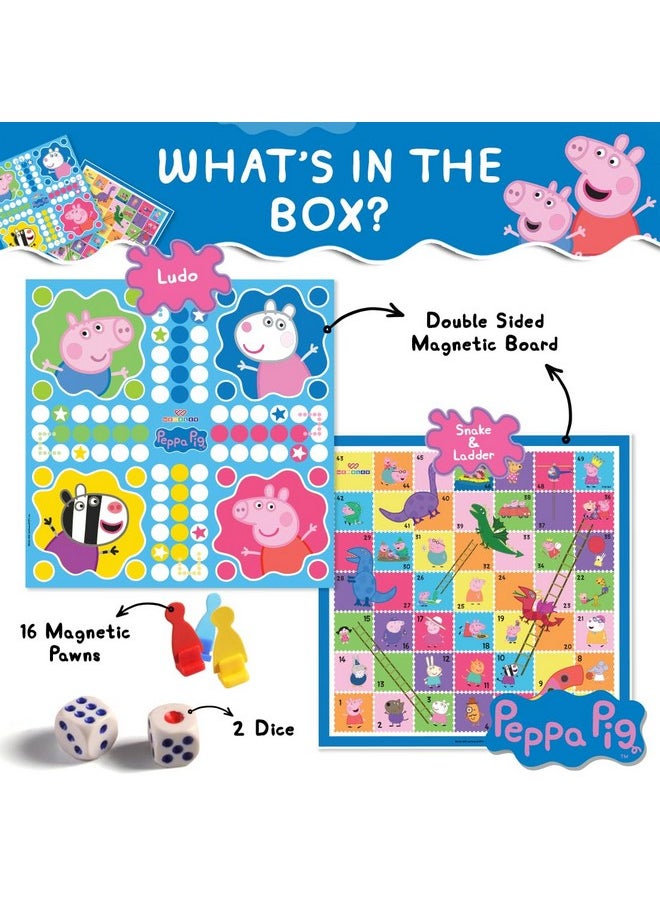 Peppa Pig Magnetic Ludo Board Game for Kids 2 in 1 Snake and Ladder Children's Games Family Fun Indoor Games Ideal for Birthday Gift