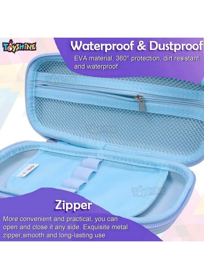 Toyshine Soft Touch Pencil Case With Compartments - Kids Large Capacity School Supply Organizer Students Stationery Box - Girls Pen Pouch- Boy Blue - Ethylene Vinyl Acetate (EVA)