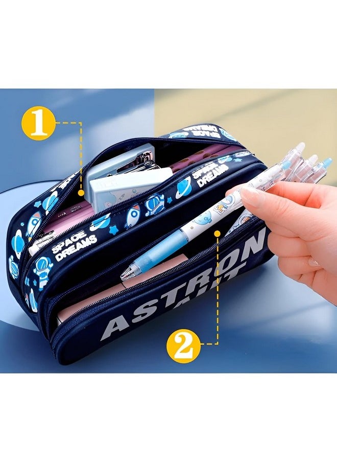 Happy Kids Large Capacity Pencil Pouch (Astronaut) (Black)