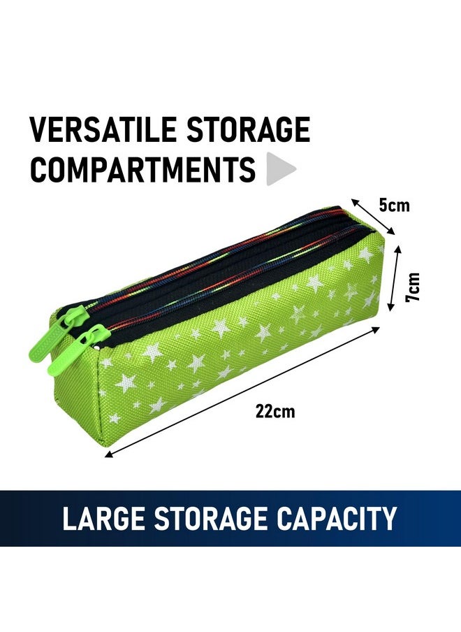 Kuber Industries Pencil Pouch | Rexine Stationary Pouch | Pencil Utility Pouch |School Pencil Case for Kids |Pen-Pencil Box for Kids | 2 Zipper Pencil Organizer | Star Pencil Pouch | Pack of 2 | Multi