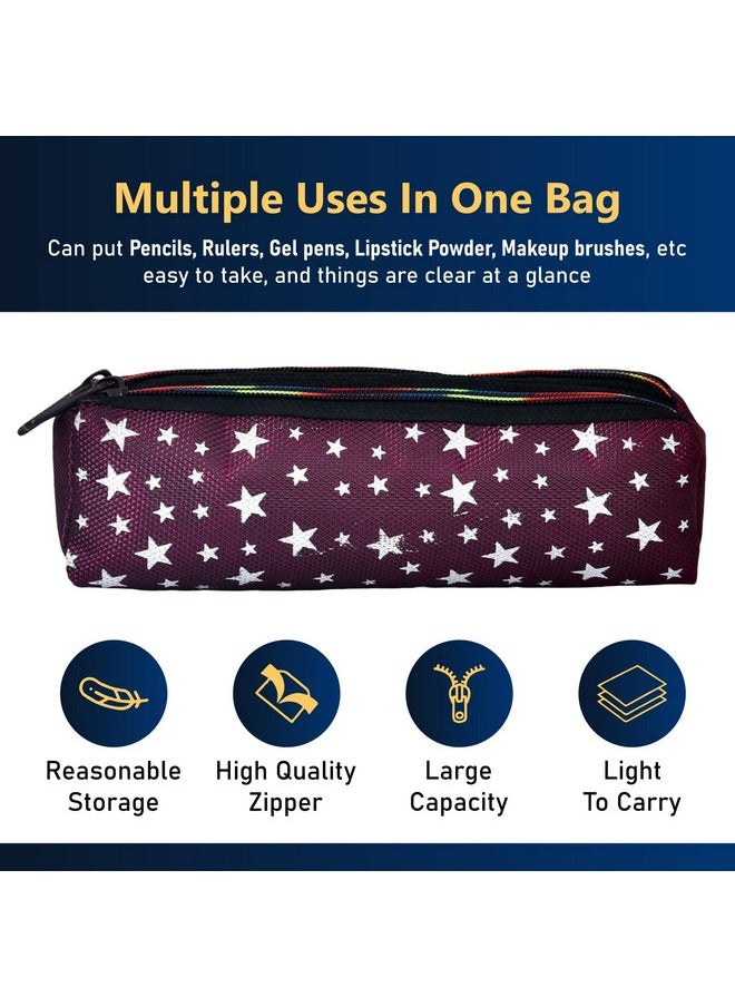 Kuber Industries Pencil Pouch | Rexine Stationary Pouch | Pencil Utility Pouch |School Pencil Case for Kids |Pen-Pencil Box for Kids | 2 Zipper Pencil Organizer | Star Pencil Pouch | Pack of 2 | Multi